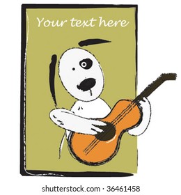 vector dog with guitar