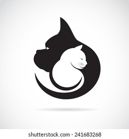 Vector of a dog head and cat head design on white background. Animal. Pet logo or icon. Easy editable layered vector illustration