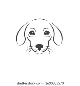 Vector of a Dog head Colour Black. Pet. Animal. logo or icon. symbol. Mammals. Cute. Art picture. on white background