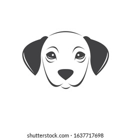 Vector of a Dog head Colour Black. Pet. Animal. logo or icon. symbol. Mammals. Cute. Art picture. on white background