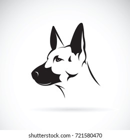 Vector of dog head (German shepherd) on white background, Pet. Animals.