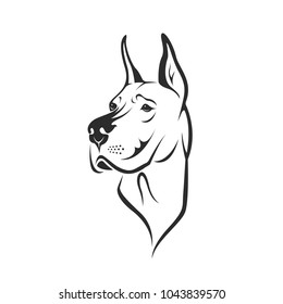 Vector of a dog head (Great Dane or German Mastiff or Danish Hound) on white background. Pet. Animal. Easy editable layered vector illustration.