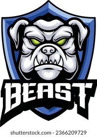Vector dog head mascot logo for sport and esport logo template
