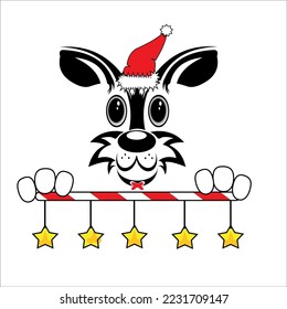
vector dog head on christmas and new year