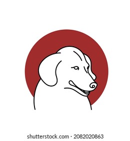 Vector of a dog head with red circle on white background, Pet. Animals. logo con concept