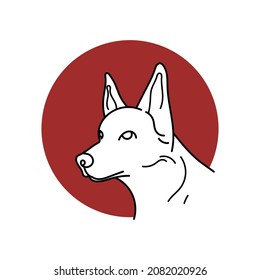 Vector of a dog head with red circle on white background, Pet. Animals. logo con concept