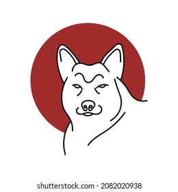 Vector of a dog head with red circle on white background, Pet. Animals. logo con concept