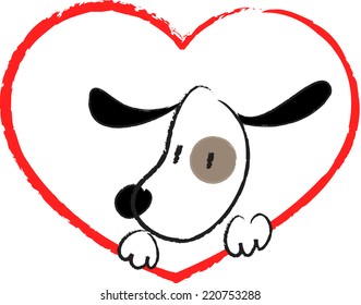 vector dog and heart shape