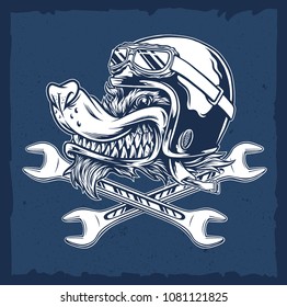 Vector of Dog with Helmet Vector Illustration