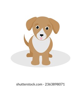 Vector dog icon. Cute puppy is sitting. Vector flat illustration. Suitable for animation, using in web, apps, books, education projects. No transparency, solid colors only. Svg, lottie without bags. svg
