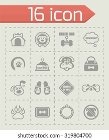 Vector Dog icon set on grey background