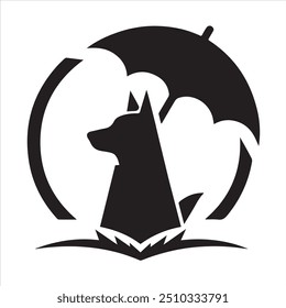 Vector dog icon silhouette with white background 