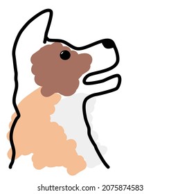 vector dog line drawing white black brown spots