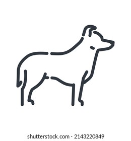 Vector dog line icon isolated on transparent background. 