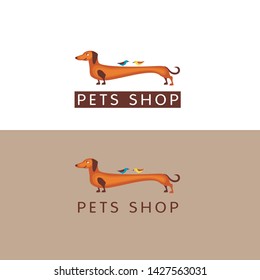 Vector dog logo with bird