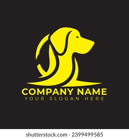 Vector dog logo design yellow color
