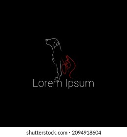 vector dog logo, dog drawing stripes and letters font