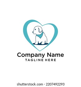 vector dog and love on white background