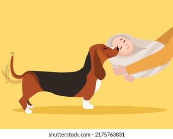  vector Dog loves baby illustration