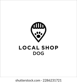 Vector dog and map pointer logo combination shop and pin dog logotype design template.