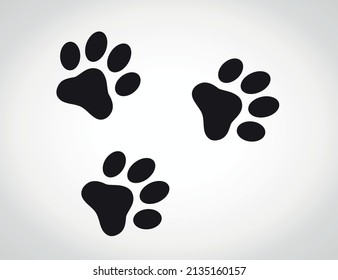 Vektor-Hund-Pfoten auf weißem Hintergrund. Schritt-für-Schritt-Hund-Pfoten-Vektorgrafik