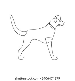 Vector dog pet animal continuous one line art silhouette drawing isolated on white background 

