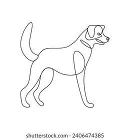 Vector dog pet animal continuous one line art silhouette drawing isolated on white background 

