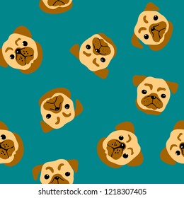 vector dog pug head cute childish sealess pattern for your design textile card paper