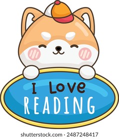 a vector of a dog with a quote of I love reading