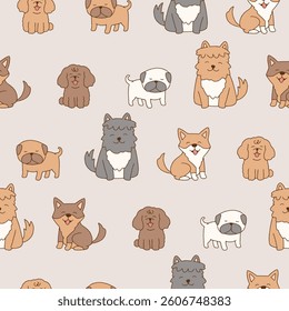 Vector Dog Seamless Pattern Background for Print Fabric Surface Fashion Wrapping