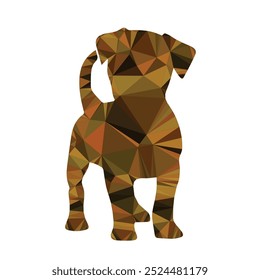 Vector of Dog Silhouette with brown low poly illustration in white background