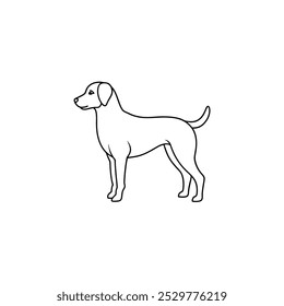 Vector dog silhouette view side for retro logos, emblems, badges, labels template vintage design element. Isolated on white background