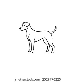 Vector dog silhouette view side for retro logos, emblems, badges, labels template vintage design element. Isolated on white background