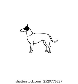 Vector dog silhouette view side for retro logos, emblems, badges, labels template vintage design element. Isolated on white background