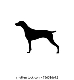 Vector dog silhouette view side for retro logos, emblems, badges, labels template vintage design element. Isolated on white background