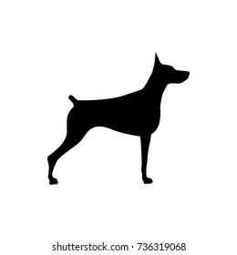 Vector dog silhouette view side for retro logos, emblems, badges, labels template vintage design element. Isolated on white background