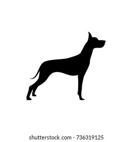 Vector dog silhouette view side for retro logos, emblems, badges, labels template vintage design element. Isolated on white background