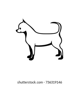 Vector dog silhouette view side for retro logos, emblems, badges, labels template vintage design element. Isolated on white background