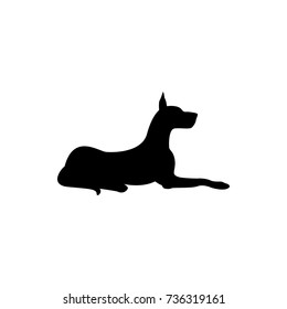 Vector dog silhouette view side for retro logos, emblems, badges, labels template vintage design element. Isolated on white background