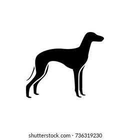 Vector dog silhouette view side for retro logos, emblems, badges, labels template vintage design element. Isolated on white background
