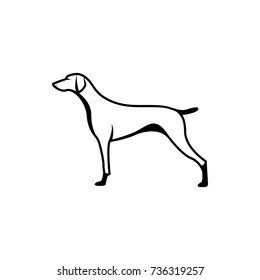 Vector dog silhouette view side for retro logos, emblems, badges, labels template vintage design element. Isolated on white background