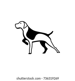 Vector dog silhouette view side for retro logos, emblems, badges, labels template vintage design element. Isolated on white background