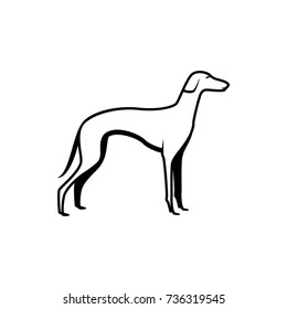Vector dog silhouette view side for retro logos, emblems, badges, labels template vintage design element. Isolated on white background