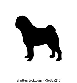 Vector dog silhouette view side for retro logos, emblems, badges, labels template vintage design element. Isolated on white background