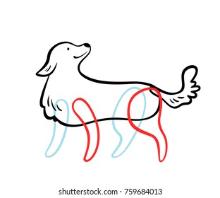 Vector dog in sketch style, isolated on white.