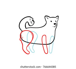 Vector dog in sketch style, isolated on white.
