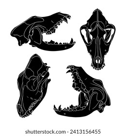 Vector dog skull. dog silhouette vector illustration art