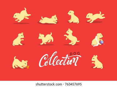 Vector Dog style paper art. Collection funny pet. Flat animal character