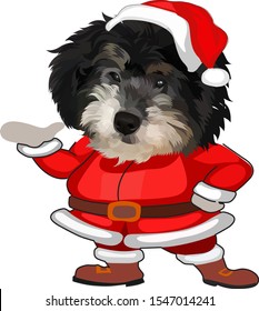 vector of dog wearing Christmas clothes