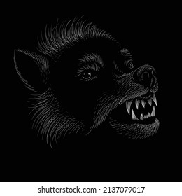 The Vector dog  or wolf for tattoo or T-shirt design or outwear.  Cute print style logo  dog  or wolf  background. This hand drawing would be nice to make on the black fabric or canvas.